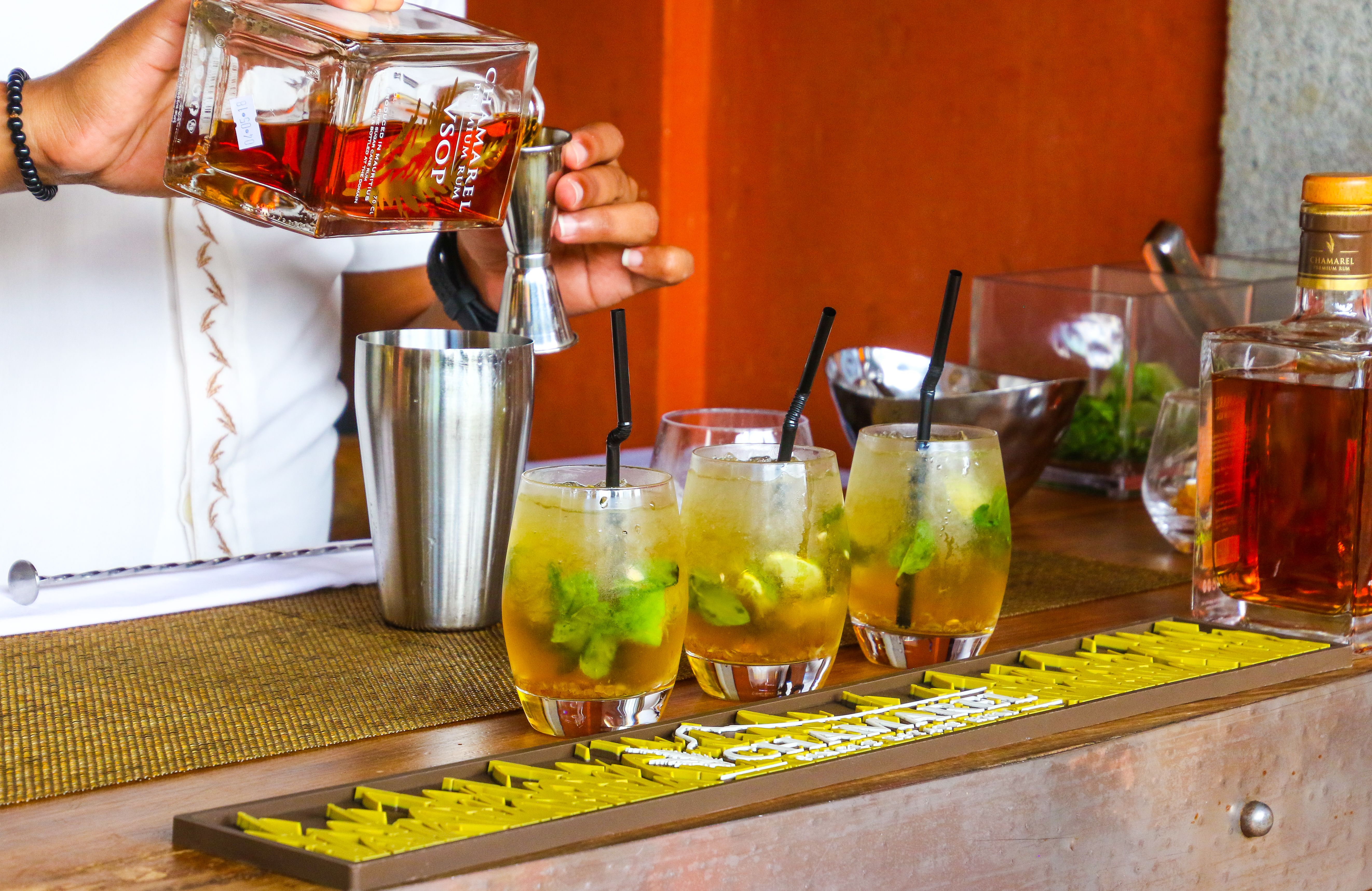 Colorful cocktails ready to serve