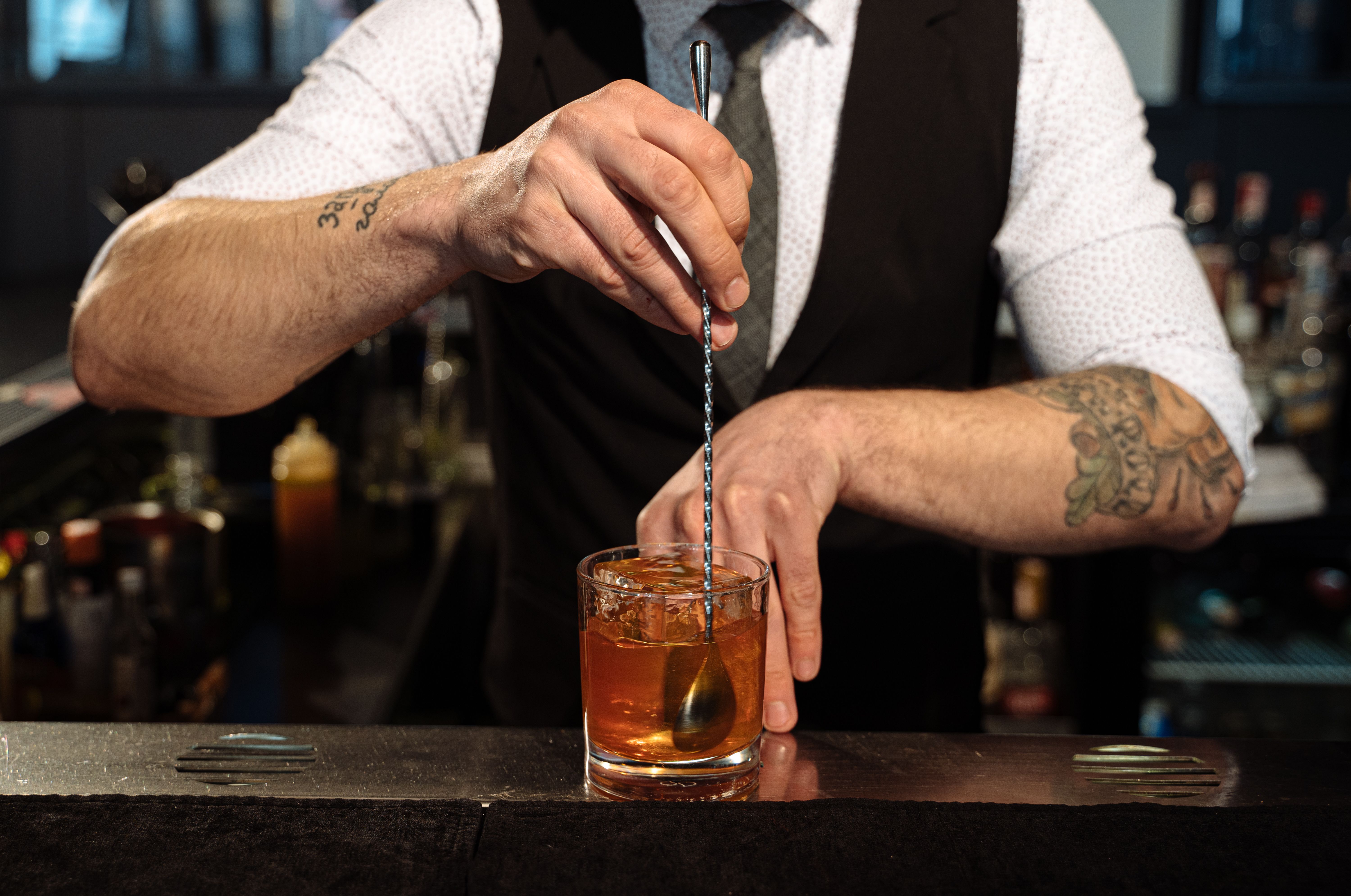 Cocktail prepared in a bar